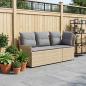 Preview: ARDEBO.de - 2 stk. Gartenarmsessel mit Ecksofa PE-Rattan Beige und Hellgrau