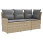 Preview: 2 stk. Gartenarmsessel mit Ecksofa PE-Rattan Beige und Hellgrau