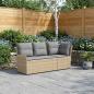 Preview: 2 stk. Gartenarmsessel mit Ecksofa PE-Rattan Beige und Hellgrau