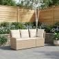 Preview: ARDEBO.de - Gartenarmsessel mit Ecksofa 2 Stück Beige und Creme PE-Rattan