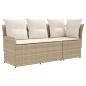 Preview: Gartenarmsessel mit Ecksofa 2 Stück Beige und Creme PE-Rattan