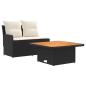 Preview: Garten Armlehnen Sofa mit Klapptisch 2 Stück Schwarz und Creme