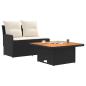 Preview: Garten Armlehnen Sofa mit Klapptisch 2 Stück Schwarz und Creme