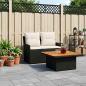 Preview: Garten Armlehnen Sofa mit Klapptisch 2 Stück Schwarz und Creme