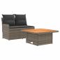 Preview: Garten Armlehnen Sofa mit Klapptisch 2 Stück PE-Rattan