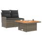 Preview: Garten Armlehnen Sofa mit Klapptisch 2 Stück PE-Rattan