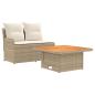 Preview: Garten Armlehnen Sofa mit Klapptisch 2 stk. 2-Sitzer PE-Rattan