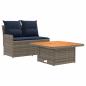 Preview: Garten Armlehnen Sofa mit Klapptisch 2 Stück PE-Rattan