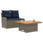 Preview: Garten Armlehnen Sofa mit Klapptisch 2 Stück PE-Rattan