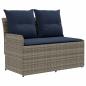 Preview: Garten Armlehnen Sofa mit Klapptisch 2 Stück PE-Rattan