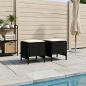Preview: ARDEBO.de - 2 stk. Garten-Fußhocker PE-Rattan Schwarz und Creme