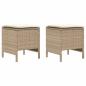 Preview: 2 stk. Garten-Fußhocker PE-Rattan Beige und Creme