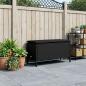 Preview: ARDEBO.de - Garten-Fußhocker mit Kissen Schwarz 80 x 38 x 45 cm PE-Rattan