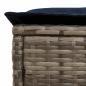 Preview: Garten-Fußhocker Grau und Marineblau 80 x 38 x 42 cm PE-Rattan