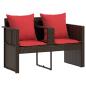 Preview: Garten-Sofa Braun und Rot 168 x 168 x 180 cm Polyrattan