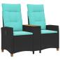Preview: Liegebank mit Tisch 2 -Seater 126 x 65 x 112 cm Poly-Rattan