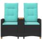 Preview: Liegebank mit Tisch 2 -Seater 126 x 65 x 112 cm Poly-Rattan