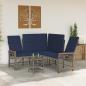 Preview: Garten Liegesofa Set 5-Sitzanzahl Grau und Marineblau