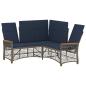 Preview: Garten Liegesofa Set 5-Sitzanzahl Grau und Marineblau