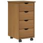 Preview: ARDEBO.de - Rollschrank 34 x 39 x 65,5 cm Massivholz Kiefer Honigbraun