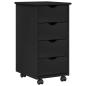 Preview: Rollschrank 34 x 39 x 65,5 cm Massivholz Kiefer Schwarz