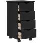 Preview: Rollschrank 34 x 39 x 65,5 cm Massivholz Kiefer Schwarz