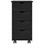 Preview: Rollschrank 34 x 39 x 65,5 cm Massivholz Kiefer Schwarz