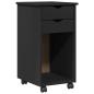 Preview: Rollschrank 34 x 39 x 65,5 cm Massives Kiefernholz Schwarz