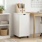 Preview: ARDEBO.de - Rollschrank Mit Rad Weiß 34 x 39 x 65,5 cm Massivholz Kiefer