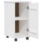 Preview: Rollschrank Mit Rad Weiß 34 x 39 x 65,5 cm Massivholz Kiefer