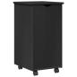 Preview: Rollschrank Mit Rad Schwarz 34 x 39 x 65,5 cm Massivholz Kiefer