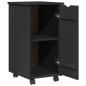 Preview: Rollschrank Mit Rad Schwarz 34 x 39 x 65,5 cm Massivholz Kiefer