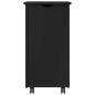 Preview: Rollschrank Mit Rad Schwarz 34 x 39 x 65,5 cm Massivholz Kiefer