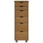 Preview: Rollschrank 34 x 39 x 93,5 cm Massivholz Kiefer Honigbraun