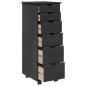 Preview: Rollschrank Mit Rad Grau 34 x 39 x 93,5 cm Massivholz Kiefer