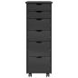 Preview: Rollschrank Mit Rad Grau 34 x 39 x 93,5 cm Massivholz Kiefer