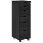 Preview: Rollschrank 34 x 39 x 93,5 cm Massivholz Kiefer Schwarz