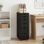 Preview: Rollschrank 34 x 39 x 93,5 cm Massivholz Kiefer Schwarz