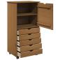 Preview: Rollschrank 53 x 39 x 103 cm Massivholz Kiefer Honigbraun