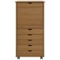 Preview: Rollschrank 53 x 39 x 103 cm Massivholz Kiefer Honigbraun