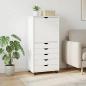 Preview: Rollschrank Mit Rad Weiß 53 x 39 x 103 cm Massivholz Kiefer