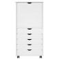 Preview: Rollschrank Mit Rad Weiß 53 x 39 x 103 cm Massivholz Kiefer