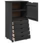 Preview: Rollschrank 53 x 39 x 103 cm Massivholz Kiefer Grau
