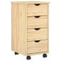 Preview: Rollschrank 34 x 39 x 65,5 cm Massivholz Kiefer Braun