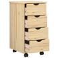 Preview: Rollschrank 34 x 39 x 65,5 cm Massivholz Kiefer Braun