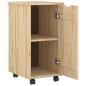 Preview: Rollschrank Mit Rad Braun 34 x 39 x 65,5 cm Massivholz Kiefer