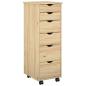 Preview: Rollschrank 34 x 39 x 93,5 cm Massivholz Kiefer Braun