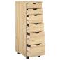Preview: Rollschrank 34 x 39 x 93,5 cm Massivholz Kiefer Braun