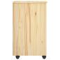 Preview: Rollschrank Mit Rad Braun 63,5 x 39 x 65,5 cm Massivholz Kiefer