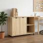 Preview: ARDEBO.de - Rollschrank Mit Rad Braun 100 x 39 x 65,5 cm Massivholz Kiefer